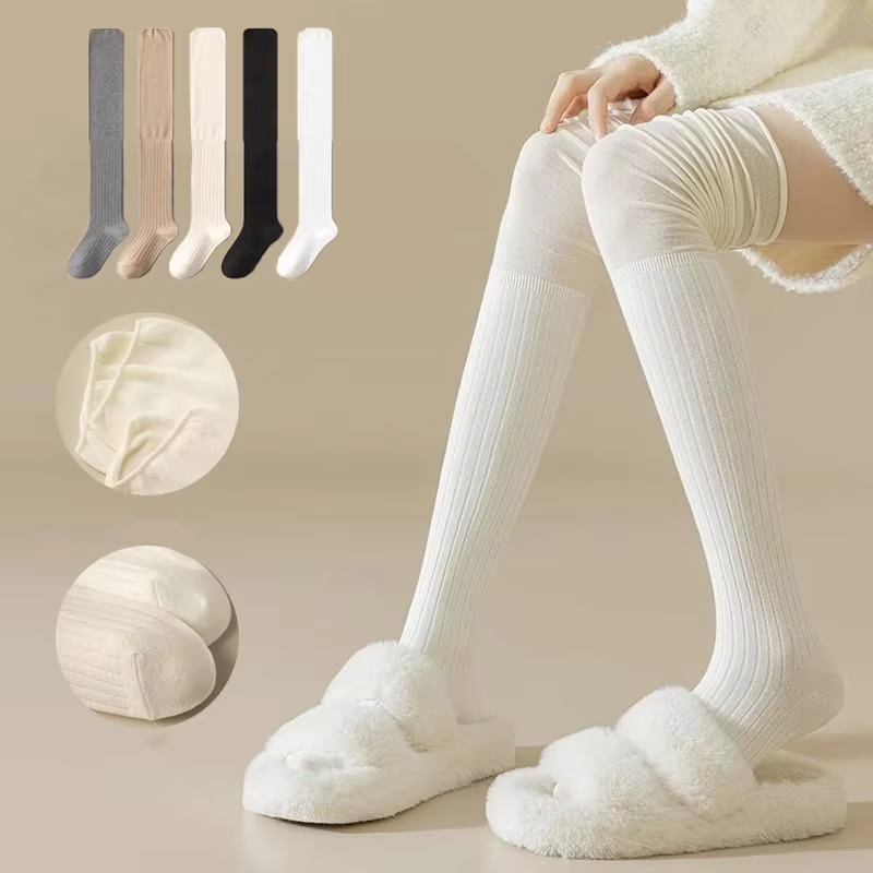 1 Pair Women's Stockings Autumn Winter Trends Casual Knee High Socks Female High Quality Solid Color Warm Long Socks