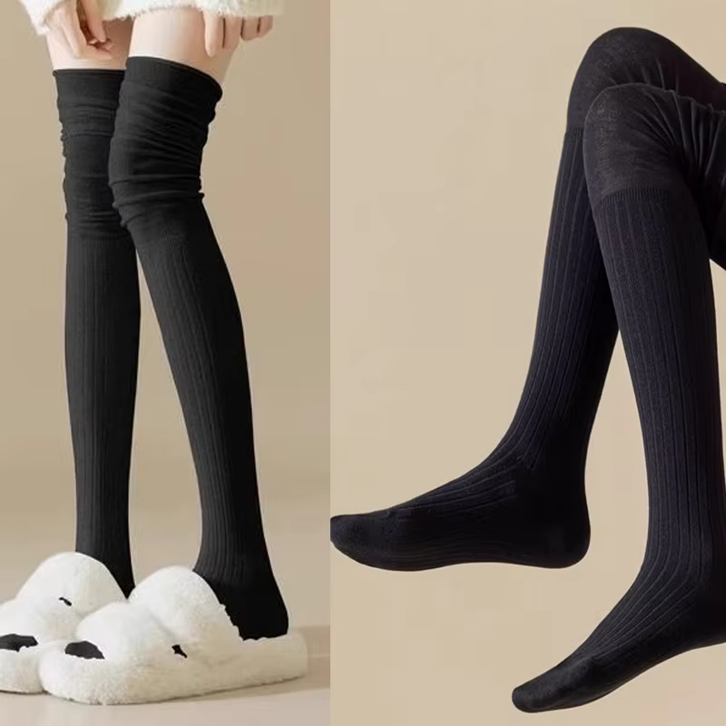 1 Pair Women's Stockings Autumn Winter Trends Casual Knee High Socks Female High Quality Solid Color Warm Long Socks