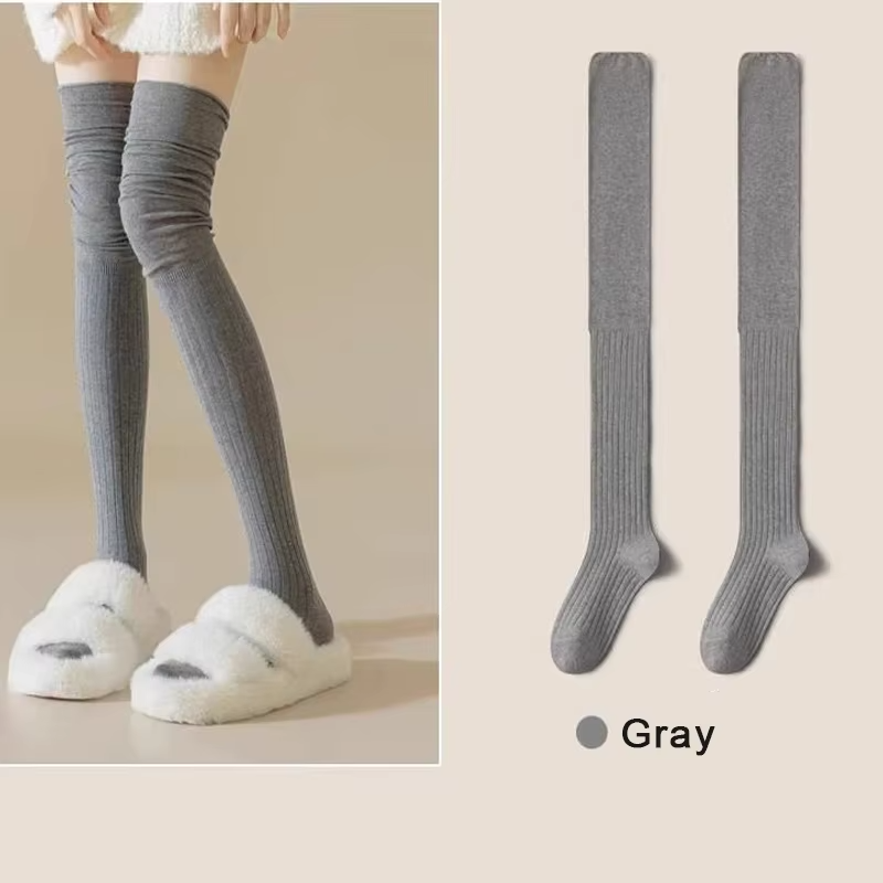 1 Pair Women's Stockings Autumn Winter Trends Casual Knee High Socks Female High Quality Solid Color Warm Long Socks