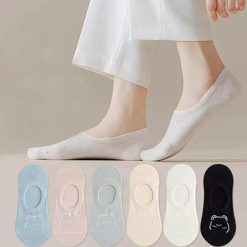 5 Pairs Women Socks High Quality Matching Casual Socks Summer Thin Cotton Bottom Non-slip Invisible Low Short Socks Breathable